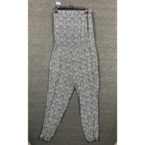 Aeropostale Jumpsuit Strapless Black White Aztec Paisley Straight Leg Womens L - Picture 2 of 8